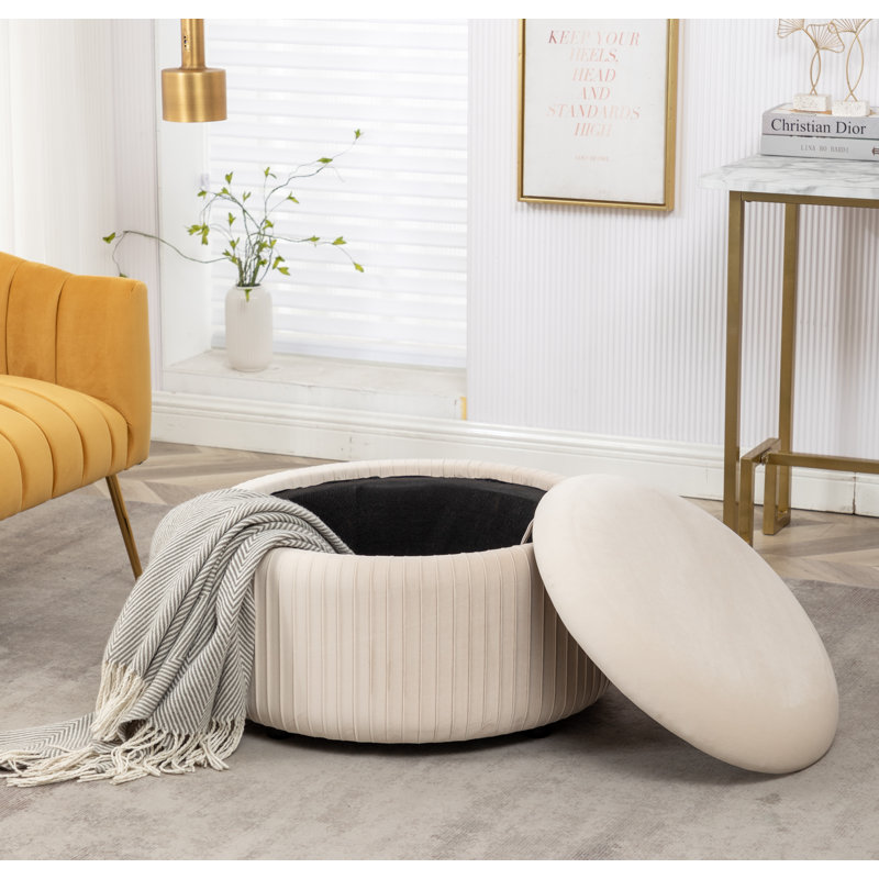 Mercer41 Savinien Upholstered Round Storage Ottoman & Reviews | Wayfair